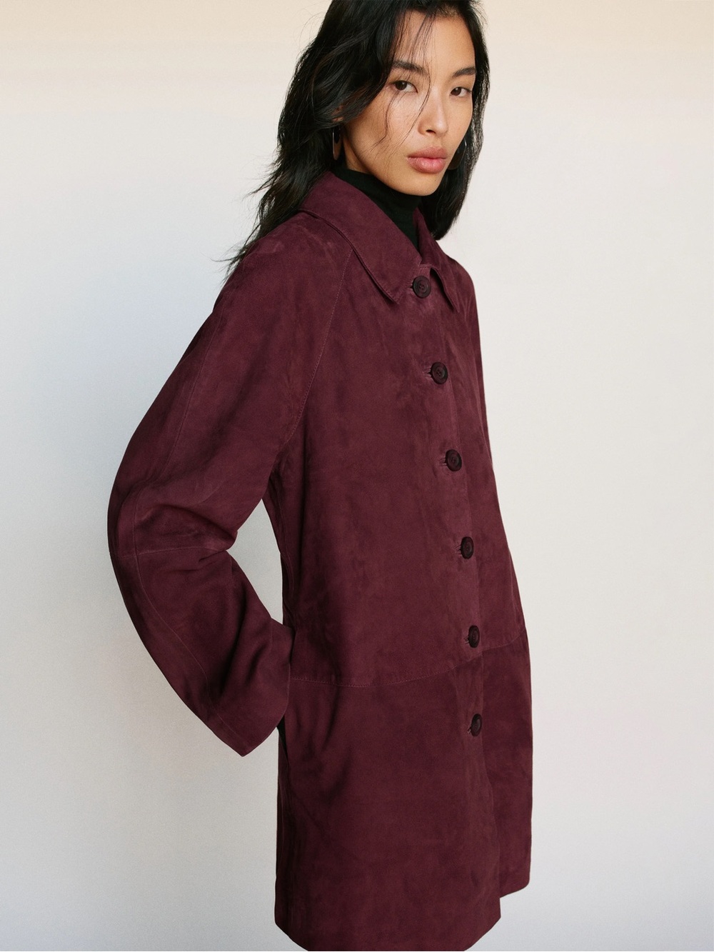 Reformation Wine Suede Veda Celine Jacket